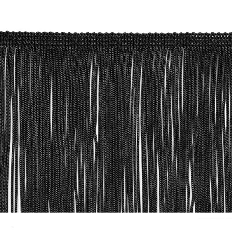 KOLIGHT 10yards Width 12inch Polyester Lace Tassel Fringe Trim Decoration for Latin Dress Stage Clothes Lamp Shade (Black) - Image 2